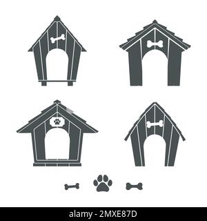 Silhouettes de maison de chien, vecteur de maison de chien. Illustration de Vecteur