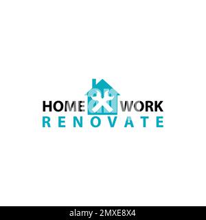 Logo de réparation à domicile. Emblème des outils de fixation de la maison. Icône boîte à outils garage. Signe clé et tournevis. Mending et rénovation. Symbole d'entretien. ISO Illustration de Vecteur
