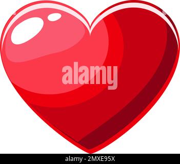 icône coeur rouge de dessin animé, icône isolée de jeu Illustration de Vecteur