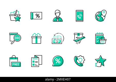 Achat et livraison de marchandises - ensemble d'icônes de style de conception de ligne Illustration de Vecteur