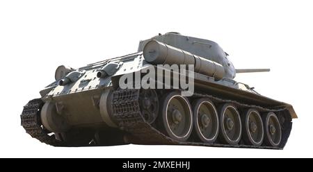 Char d'armée isolé sur blanc. Machines militaires Banque D'Images