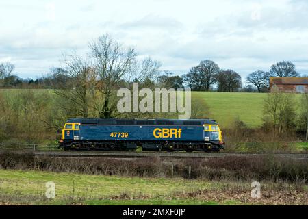 Locomotive diesel GBRf classe 47 N° 47739, moteur léger de transport, Hatton North Junction, Warwickshire, Royaume-Uni Banque D'Images