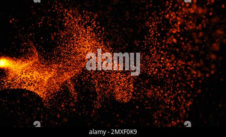 Particules de feu parfaites isolées sur fond noir . Arrière-plan doré scintillant. Banque D'Images