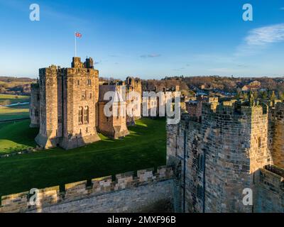 Château d'Alnwick dans le Northumberland, au nord-est de l'Angleterre. Banque D'Images