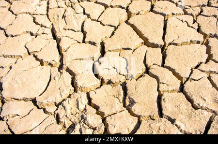 Terre fissurée en raison de la sécheresse extrême dans le désert de Thar Banque D'Images