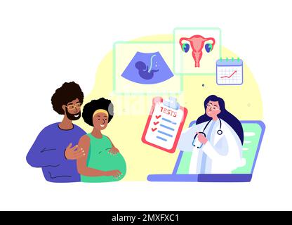 Gynécologue Docteur Consultate femme enceinte africaine , Man.Online Digital Ultrasound.soins prénatals,gestion de la grossesse,Hôpital médical.Internet Banque D'Images