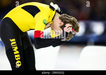 HERENVEEN - Jorrit Bergsma en action sur les 5000 mètres pendant la première journée des championnats néerlandais de distance. ANP VINCENT JANNINK pays-bas - belgique sortie crédit: ANP/Alay Live News Banque D'Images