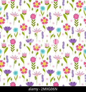 Motif brillant sans coutures et superbes fleurs Illustration de Vecteur