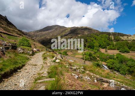 Le Watkin Path, un itinéraire bien connu qui traverse le MCG Llan jusqu'au mont Snowdon, dans le parc national de Snowdonia, au nord du pays de Galles. Banque D'Images