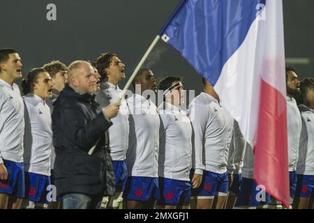 Trévise, Italie. 03rd févr. 2023. France anatem pendant 2023 U20 - Italie contre France, Rugby six Nations match à Trévise, Italie, 03 février 2023 crédit: Agence de photo indépendante/Alamy Live News Banque D'Images
