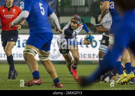 Trévise, Italie. 03rd févr. 2023. Sebastiano Battara en 2023 U20 - Italie contre France, Rugby six Nations match à Trévise, Italie, 03 février 2023 crédit: Agence de photo indépendante/Alamy Live News Banque D'Images