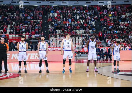 Pirée, Grèce. 03rd févr. 2023. Joueurs d'Anadolu Efes lors de l'Euroligue, Round 23, match entre Olympiacos Pirée et Anadolu Efes au stade de la paix et de l'amitié de 3 février 2023, à Athènes, Grèce. Crédit : Live Media Publishing Group/Alay Live News Banque D'Images