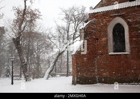 Église Saint-Laurent Exaltation de la Sainte Croix - Koscioł pw. Podwyzszenia Krzyza Swietego Pruszcz Gdanski Banque D'Images