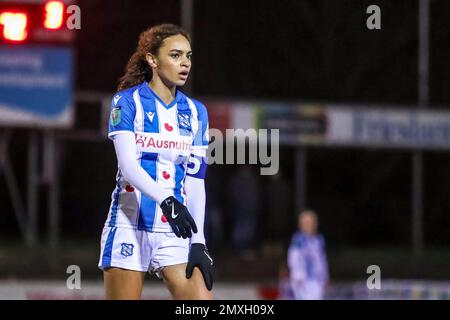 HEERENVEEN, PAYS-BAS - FÉVRIER 3: Nina Nijstad de SC Heerenveen semble abattu pendant le match Azerion Eredivisiie Vrouwen entre SC Heerenveen et Fortuna Sittard au Sportpark Skoatterwâld sur 3 février 2023 à Heerenveen, pays-Bas (photo de Pieter van der Woude/Orange Pictures) Live: BV/Orange pics News Banque D'Images