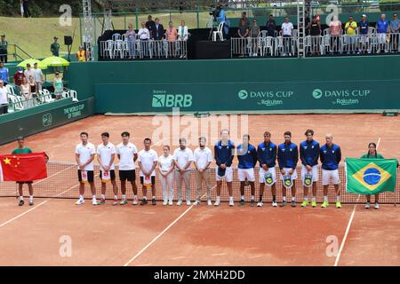 Florianopolis, Santa Catarina, Brésil. 3rd févr. 2023. (SPO) coupe Davis entre le Brésil et la Chine. 03 février 2023, Florianopolis, Santa Catarina, Brésil: Préparatifs pour le début de la coupe Davis entre le Brésil et la Chine à Costao do Santinho, à Florianopolis (SC) le vendredi (03) où se tiendront deux matchs simples.Credit: Leco Viana/Thenews2 (Credit image: © Leco Viana/TheNEWS2 via ZUMA Press Wire) USAGE ÉDITORIAL EXCLUSIF! Non destiné À un usage commercial ! Crédit : ZUMA Press, Inc./Alay Live News Banque D'Images