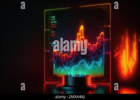 Toile de fond sombre affichant des schémas de bougies. Le commerce et sa manifestation visuelle des changements du marché monétaire sur un certain intervalle Banque D'Images