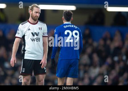 Londres, Royaume-Uni. 03rd févr. 2023. Tim Ream de Fulham lors du match de la Premier League entre Chelsea et Fulham à Stamford Bridge, Londres, Angleterre, le 3 février 2023. Photo de Salvio Calabre. Utilisation éditoriale uniquement, licence requise pour une utilisation commerciale. Aucune utilisation dans les Paris, les jeux ou les publications d'un seul club/ligue/joueur. Crédit : UK Sports pics Ltd/Alay Live News Banque D'Images