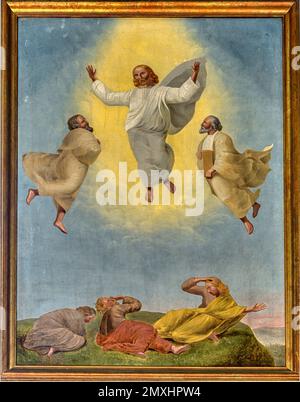 Peinture d'un artiste inconnu de 1855 représentant la Transfiguration du Christ, Egeskov, Danemark, 19 septembre 2022 Banque D'Images