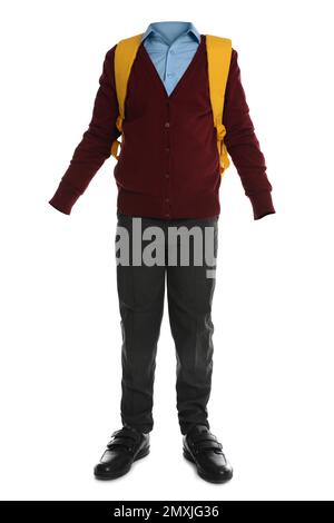 Uniforme scolaire pour garçon sur fond blanc Banque D'Images