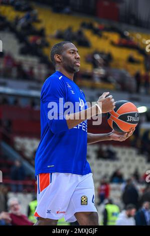 42 BRYANT DUNSTON d'Anadolu Efes pendant l'Euroligue, Round 23, match entre Olympiacos Pirée et Anadolu Efes au stade de la paix et de l'amitié o Banque D'Images