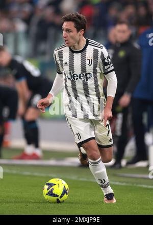 Turin, Italie, le 2nd février 2023. Federico Chiesa de Juventus lors du match de finale du quartier de Coppa Italia Frecciarossa au stade Allianz, à Turin. Le crédit photo devrait se lire: Jonathan Moscrop / Sportimage Banque D'Images