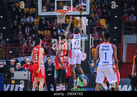 Pirée, Grèce. 03rd févr. 2023. 42 BRYANT DUNSTON d'Anadolu Efes lors de l'Euroligue, Round 23, match entre Olympiacos Pirée et Anadolu Efes au stade de la paix et de l'amitié de 3 février 2023, à Athènes, Grèce. Crédit : Agence photo indépendante/Alamy Live News Banque D'Images