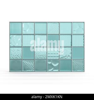 Un cadre de salle de bains avec carreaux carrés isolés sur blanc Banque D'Images