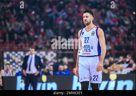 Athènes, Lombardie, Grèce. 3rd févr. 2023. 22 VASILIJE MICIC d'Anadolu Efes lors de l'Euroligue, Round 23, match entre Olympiacos Pirée et Anadolu Efes au Stade de la paix et de l'amitié de 3 février 2023, à Athènes, Grèce. (Credit image: © Stefanos Kyriazis/ZUMA Press Wire) USAGE ÉDITORIAL SEULEMENT! Non destiné À un usage commercial ! Crédit : ZUMA Press, Inc./Alay Live News Banque D'Images