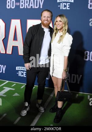 Los Angeles, Californie, États-Unis 31st janvier 2023 le joueur de baseball Justin Turner et sa femme Kourtney Pogue assistent à la première projection de Paramount Pictures '80 for Brady' à Los Angeles Village Theatre on 31 janvier 2023 à Los Angeles, Californie, États-Unis. Photo par Barry King/Alay stock photo Banque D'Images