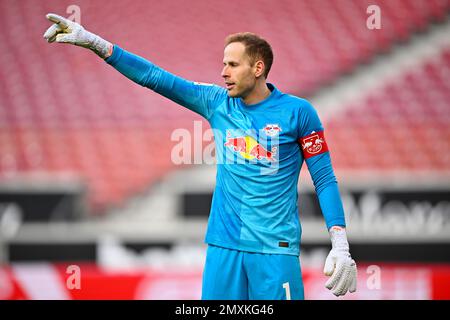 Gardien de but Peter Gulacsi RasenBallsport RB Leipzig RBL, Gesture, Mercedes-Benz Arena, Stuttgart, Bade-Wurtemberg, Allemagne, Europe Banque D'Images