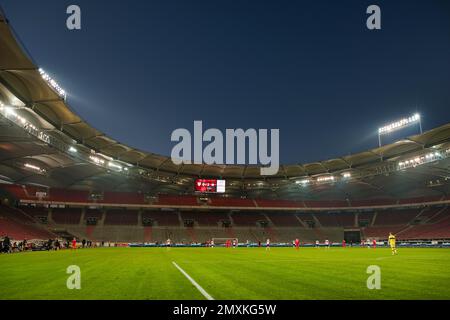 Présentation du stade, match fantôme à Mercedes-Benz Arena, Stuttgart, Bade-Wurtemberg, Allemagne, Europe Banque D'Images