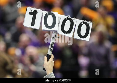 3 février 2023: Aleah Finnegan, de LSU, exécute sa routine de plancher et reçoit un parfait 10 lors de l'action de gymnastique de la NCAA entre les Bulldogs de Géorgie et les Tigres de LSU au Centre d'assemblage de Pete Maravich à bâton Rouge, LA. Jonathan Mailhes/CSM Banque D'Images