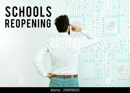 Réouverture des écoles de texte d'écriture manuscrite. Le mot pour les classes est terminé pour le moment étant la fin de la journée d'école Banque D'Images