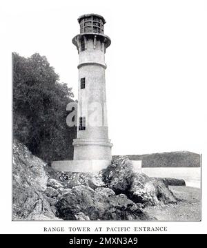 Tour de la chaîne au Pacifique entrée du livre Panama et le Canal en image et en prose : Une histoire complète du Panama, ainsi que l'histoire, le but et la promesse de son canal mondialement connu la plus gigantesque entreprise d'ingénierie depuis l'aube du temps par Willis John Abbot,1863-1934 publié à Londres ; New York par Syndicate Publishing Co. En 1913 Banque D'Images