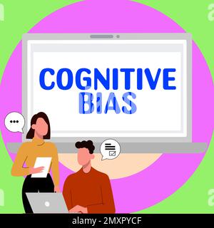 Signe montrant le biais cognitif, mot écrit sur le traitement psychologique pour les troubles mentaux Banque D'Images