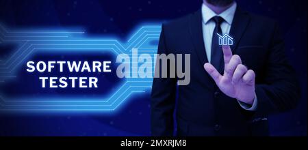 Testeur de logiciel d'écriture manuscrite. Approche métier mise en œuvre pour protéger les logiciels contre les attaques malveillantes Banque D'Images