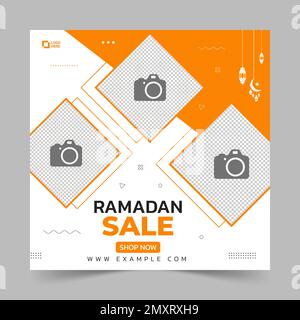 Modèle de publication de la bannière de vente du ramadan modifiable sur les réseaux sociaux Illustration de Vecteur