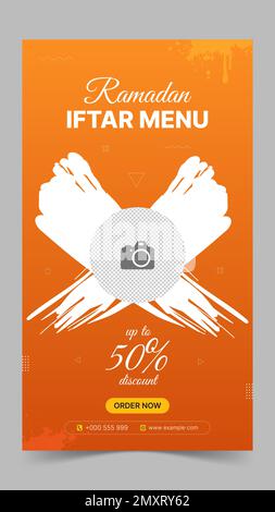 Editable Ramadan sale Iftar Menu social Media Story Template Design Illustration de Vecteur