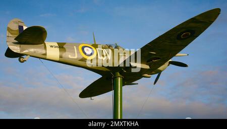 Le Spitfire à Fairhaven Lake, Lytham St Annes, Lancashire, Royaume-Uni, Europe Banque D'Images