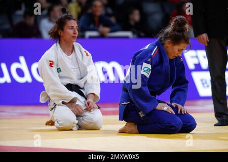 Paris, France. 04th févr. 2023. Agathe Devitry (FRA) (Red Star Champigny) a concouru en femmes -63kg catégorie perdu B . Timo (por) lors du Grand Chelem 2023 (IJF) de l'International Judo Paris sur 4 février 2023 à l'Arena Accor à Paris, France - photo Stephane Allaman / DPPI crédit: DPPI Media / Alay Live News Banque D'Images