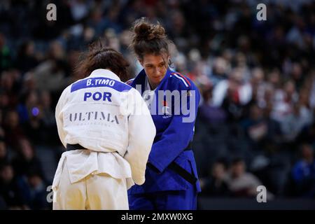 Paris, France. 04th févr. 2023. Agathe Devitry (FRA) (Red Star Champigny) a concouru en femmes -63kg catégorie perdu B . Timo (por) lors du Grand Chelem 2023 (IJF) de l'International Judo Paris sur 4 février 2023 à l'Arena Accor à Paris, France - photo Stephane Allaman / DPPI crédit: DPPI Media / Alay Live News Banque D'Images