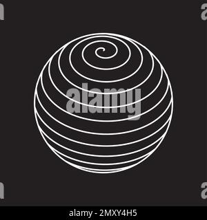 Ensemble de sphères noir et blanc en demi-ton isolées sur fond blanc. Sphères vectorielles abstraites avec points et rayures pour logos et motifs de Web ep Illustration de Vecteur