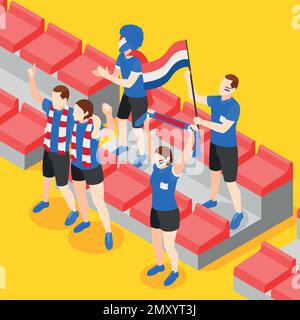 Sports pariant isométriques arrière-plan avec des fans sur l'illustration tribune vectorielle Illustration de Vecteur