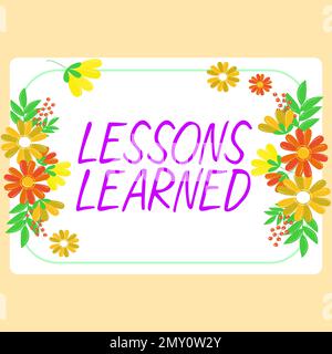 Affiche présentant les leçons apprises, vitrine d'affaires promouvoir partager et utiliser les connaissances issues de l'expérience Banque D'Images