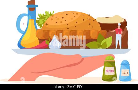 Composition de cuisson avec symboles de recette de repas illustration vectorielle plate Illustration de Vecteur