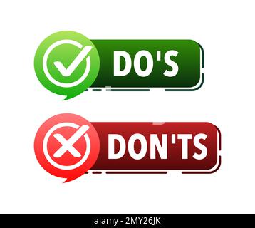 Dos et dons. Icône bon et mauvais. Signe positif et négatif. Illustration de Vecteur