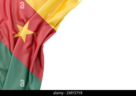 Drapeau du Cameroun dans le coin sur fond blanc. 3D rendu. Isolé Banque D'Images