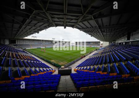 Warrington, Royaume-Uni. 04th févr. 2023. Vue générale du stade Halliwell Jones avant la Ligue de rugby Ben Currie Témoignages Warrington Wolves vs Leigh Leopards au stade Halliwell Jones, Warrington, Royaume-Uni, 4th février 2023 (photo de Steve Flynn/News Images) à Warrington, Royaume-Uni, le 2/4/2023. (Photo de Steve Flynn/News Images/Sipa USA) crédit: SIPA USA/Alay Live News Banque D'Images