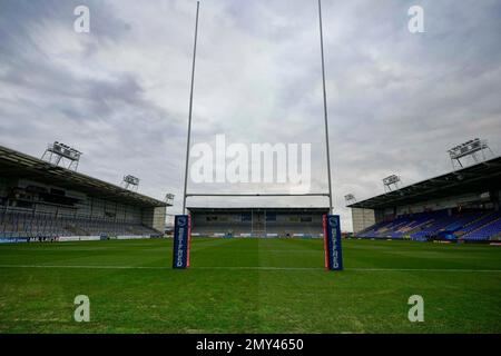 Warrington, Royaume-Uni. 04th févr. 2023. Vue générale du stade Halliwell Jones avant la Ligue de rugby Ben Currie Témoignages Warrington Wolves vs Leigh Leopards au stade Halliwell Jones, Warrington, Royaume-Uni, 4th février 2023 (photo de Steve Flynn/News Images) à Warrington, Royaume-Uni, le 2/4/2023. (Photo de Steve Flynn/News Images/Sipa USA) crédit: SIPA USA/Alay Live News Banque D'Images