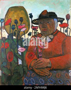 Paula Modersohn-Becker. Peinture intitulée 'ancienne femme d'Almshouse avec boule de verre et fleurs de pavot' par le peintre expressionniste allemand Paula Modersohn-Becker (1876-1907), 1907 Banque D'Images